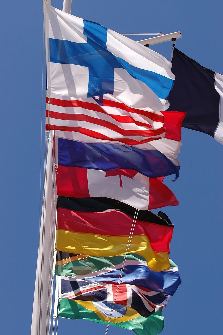 flags, nations, waving, flying, canada, netherlands, united states HD wallpaper