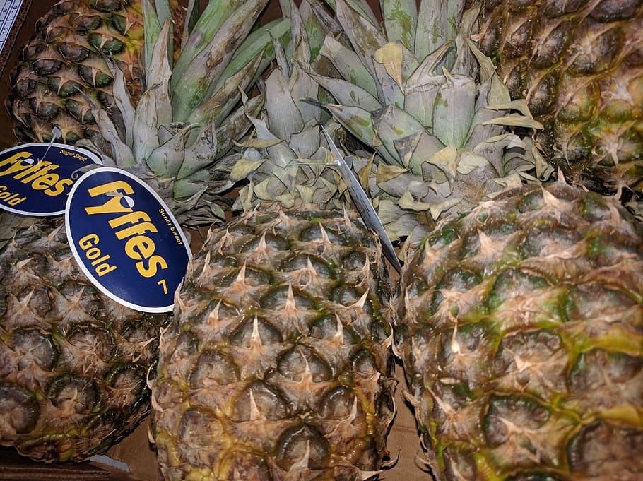 pineapple, fruit, sweet, healthy, tropical, yellow, vegetarian HD wallpaper