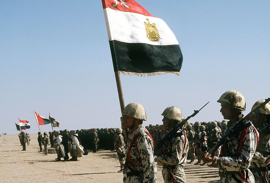 Coalition troops from Egypt, Syria, Oman, France and Kuwait during Operation Desert Storm