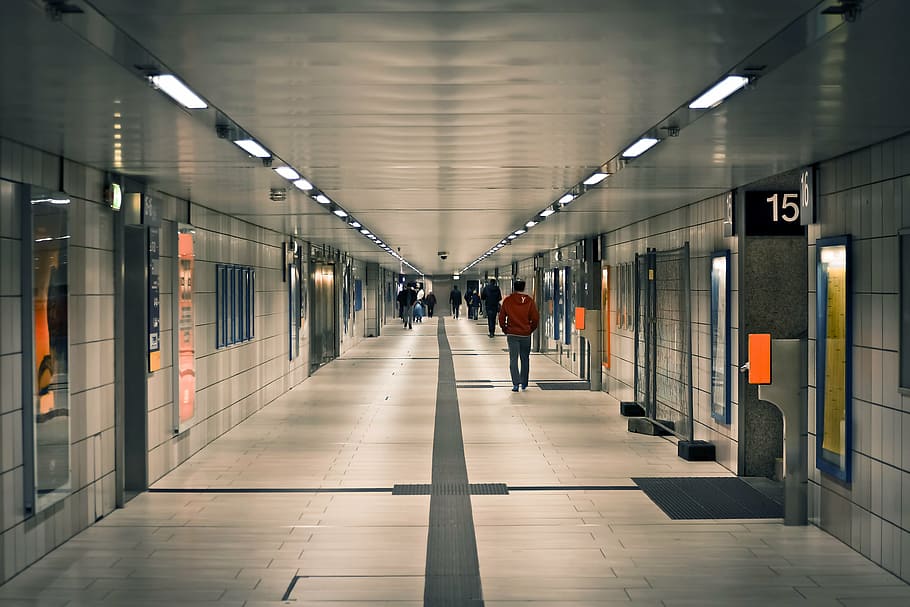 architecture, building, business, groups, hallway, indoors HD wallpaper