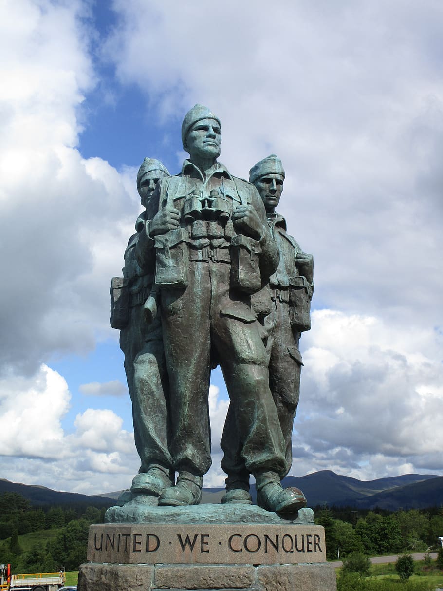 commando, scotland, memorial, scottish, statue, highlands, cloud - sky, HD wallpaper