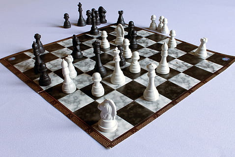panoramic photography of chessboard with checkers, game, intelligence HD wallpaper