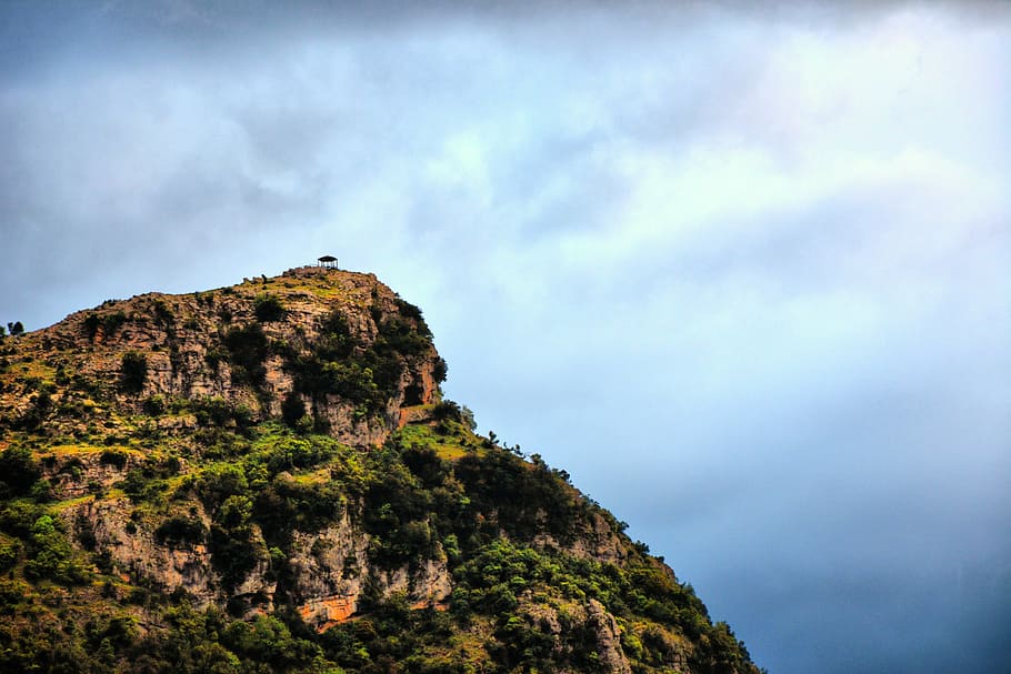 cliff, clouds, mountain, sky, nature, rock, travel, landscape HD wallpaper