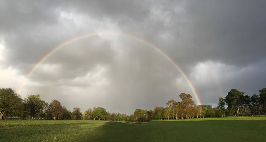 Rainbow, Clouds, Nature, Light, Weather, double rainbow, beauty in nature HD wallpaper