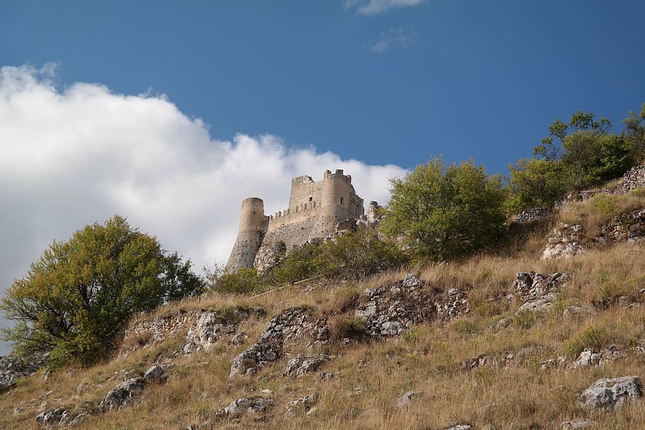 rocca calascio, castle, walls, abruzzo, sky, history, the past, HD wallpaper