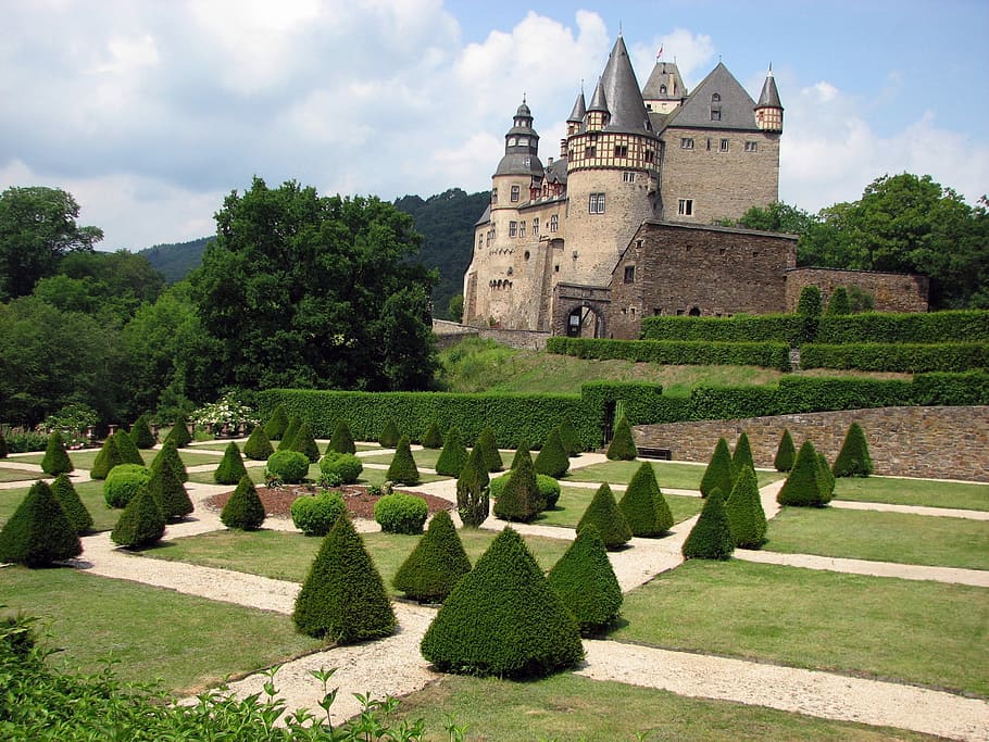 Castle, Garden, Eifel, bürresheim, history, the past, ancient, HD wallpaper