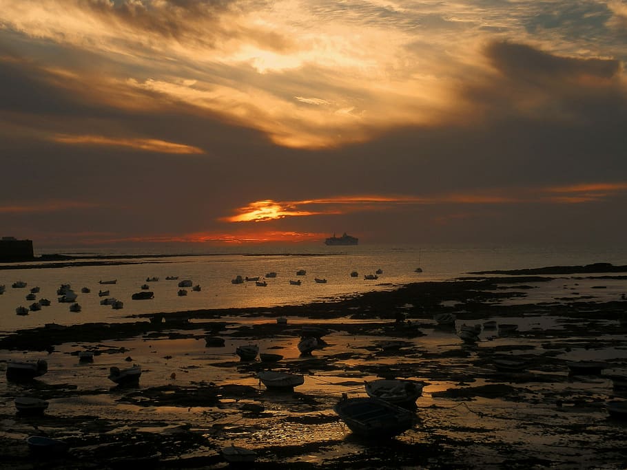 Sunset, Landscape, Evening Sun, sky, natural landscape, beach HD wallpaper