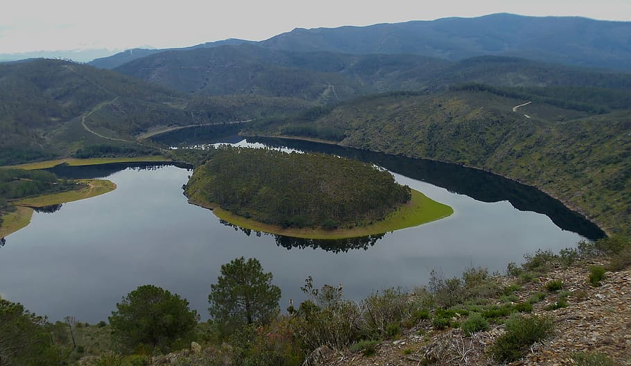 meander, river, nature, water, landscape, spain, extremadura HD wallpaper