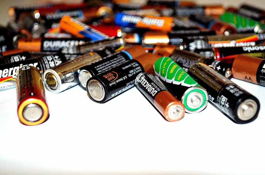 battery lot, recycling, energy, batteries, rechargeable, macro