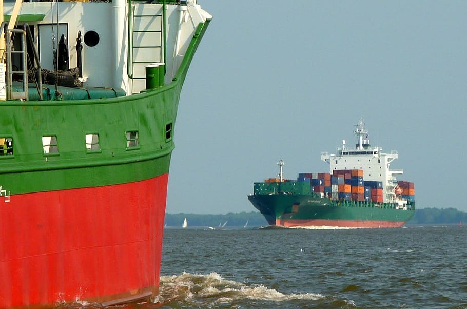 Ship, Container, Elbe, Seafaring, Port, container ship, shipping HD wallpaper