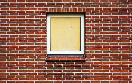 closed white wooden window of brick wall, boarded up, boarded up window HD wallpaper