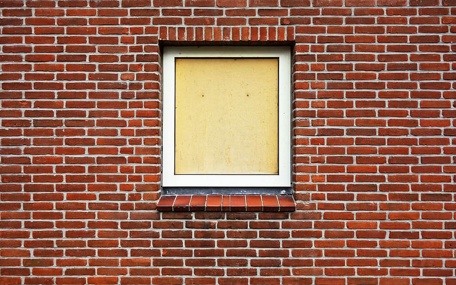 closed white wooden window of brick wall, boarded up, boarded up window HD wallpaper