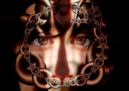 closeup photo of man's face, chains, caught, psyche, patient HD wallpaper