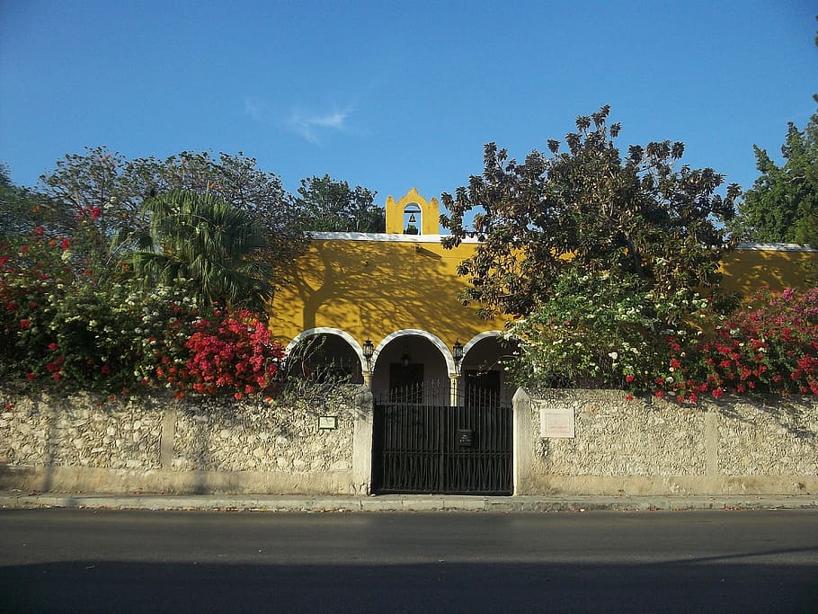 yucatan, mexico, sky, clouds, entrance, house, home, wall, architecture HD wallpaper