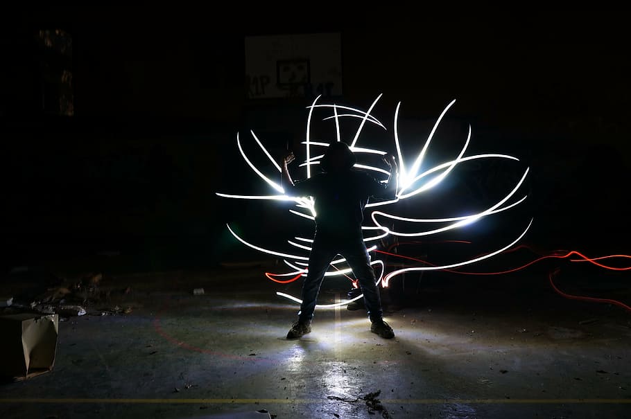 ghost, abandoned, lightpainting, shadow, illuminated, night HD wallpaper