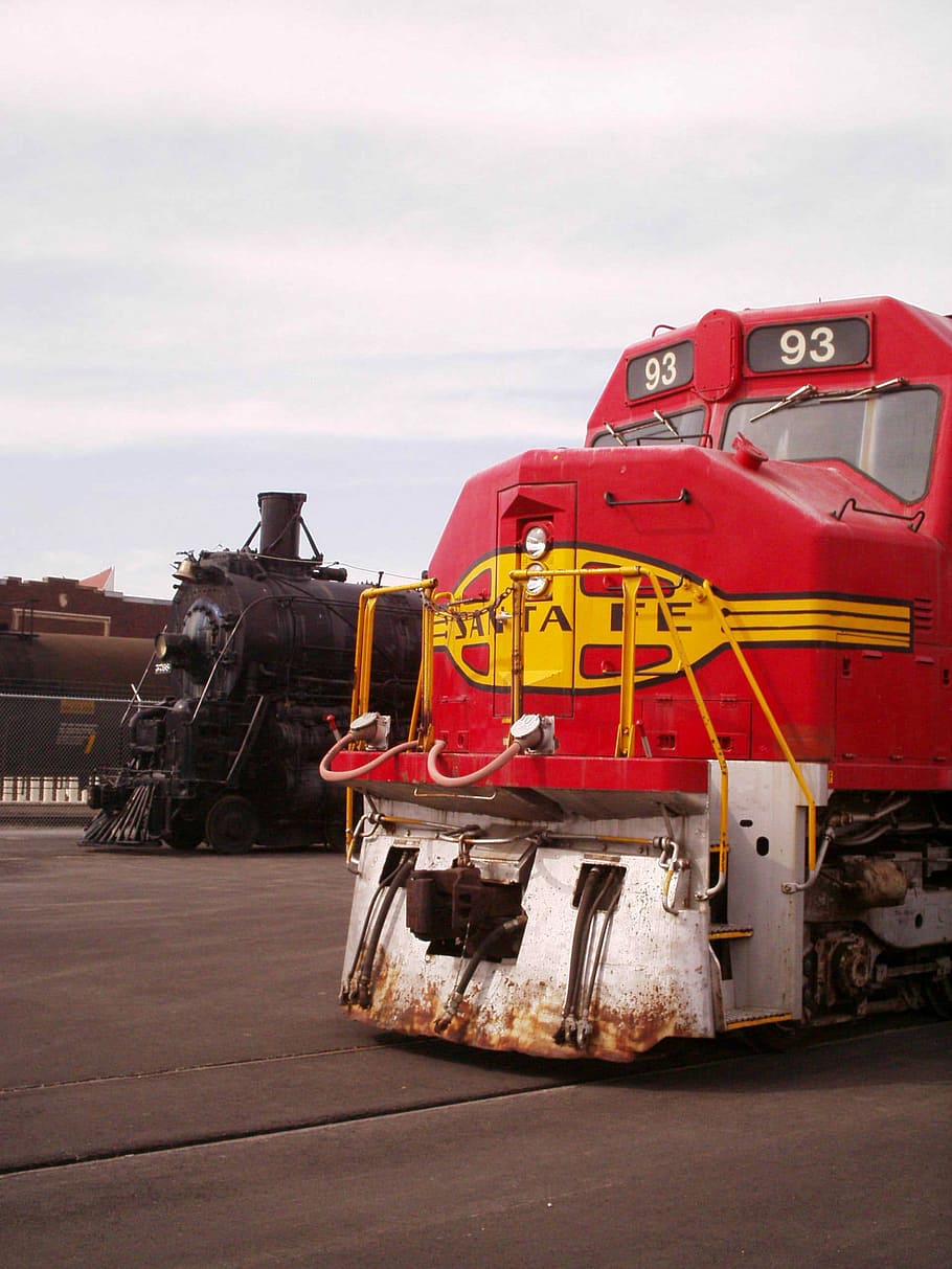Locomotives on display at the Great Plains Transportation Museum in Wichita, Kansas