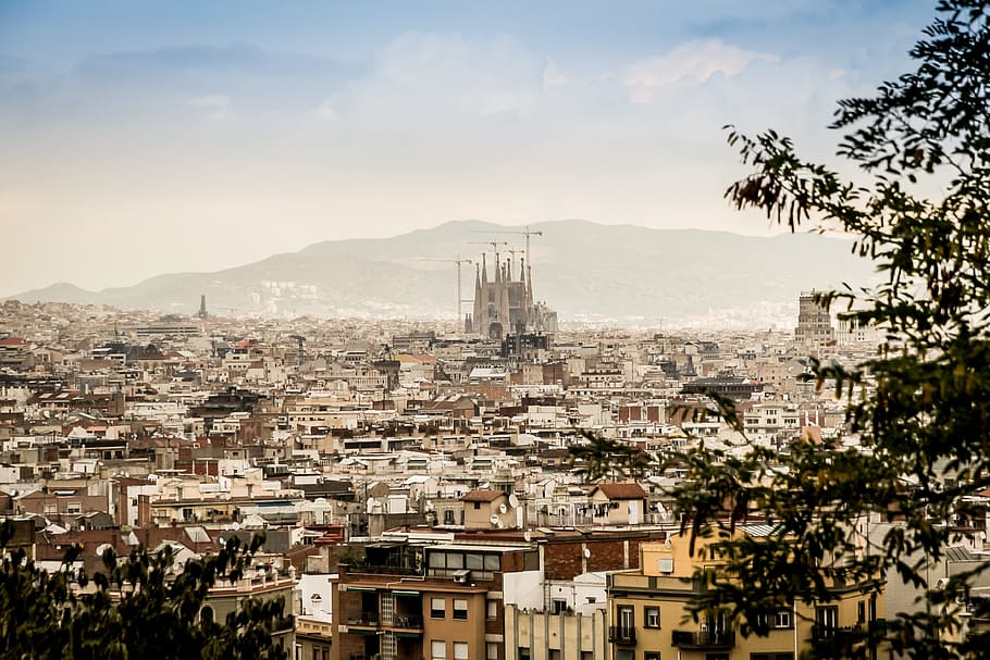 architectural photography of Sagrada Familia, Barcelona, panorama, HD wallpaper