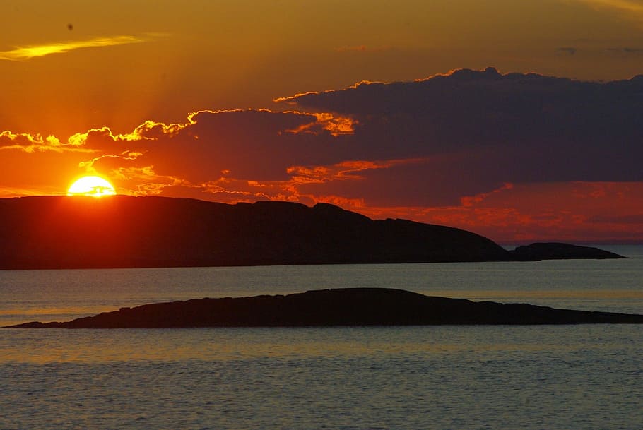 Evening, Nature, Beautiful, summer, sunset, ocean, sea, islands HD wallpaper