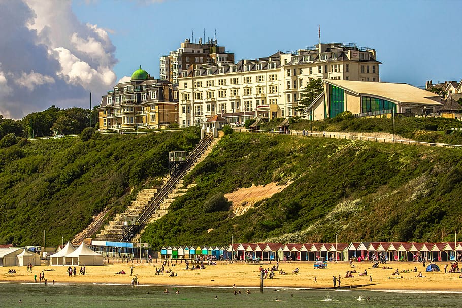 bournemouth, coast, beach, people, architecture, built structure HD wallpaper