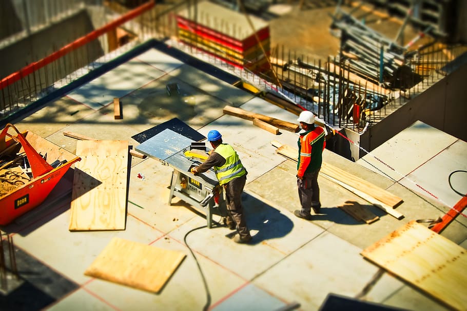 two men working in construction during daytime, site, build HD wallpaper