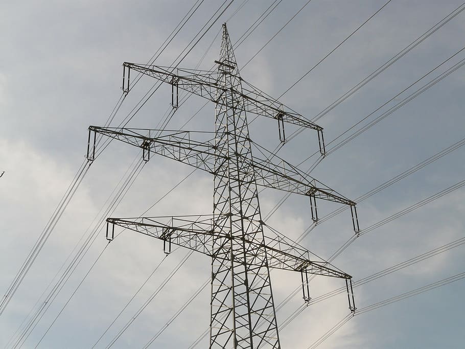 strommast, current, electricity, high voltage, pylon, power line HD wallpaper