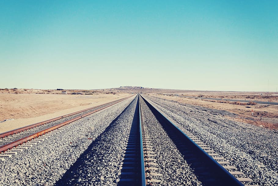 black train rails photo, railroad Track, transportation, travel HD wallpaper