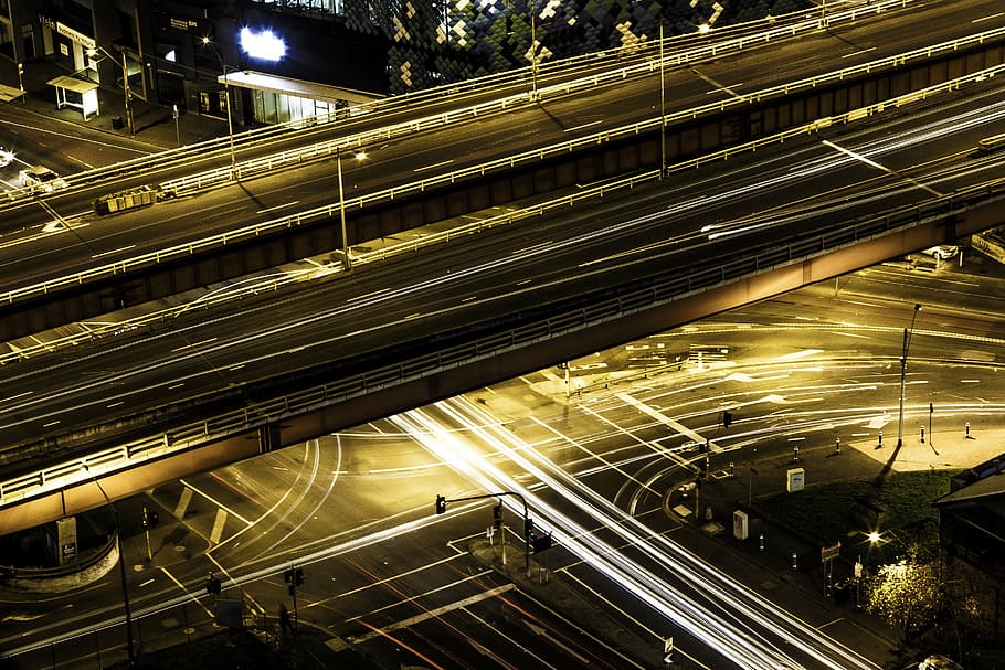 long-exposure photography of vehicle lights on road, timelapse HD wallpaper