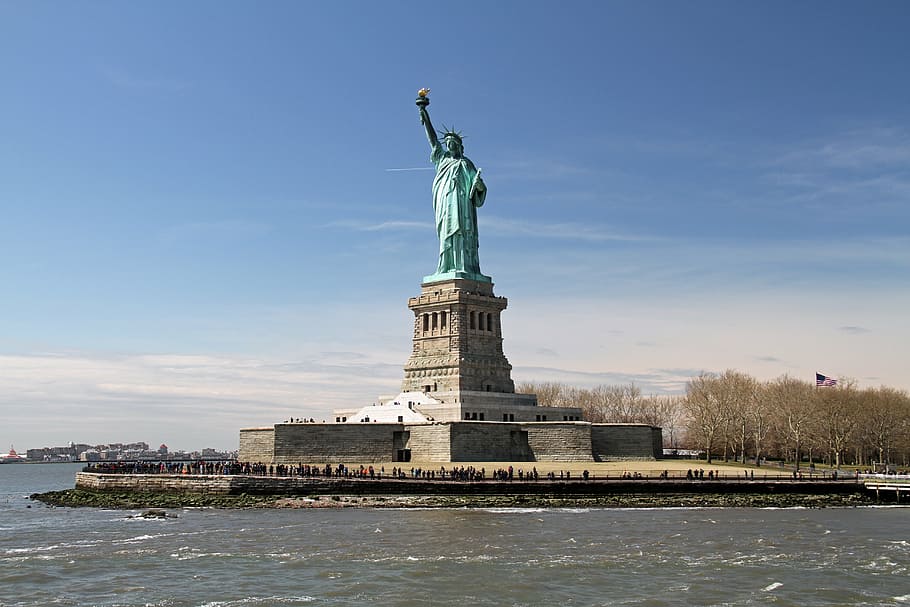 Statue of Liberty, new york, manhattan, monument, urban, landmark, HD wallpaper