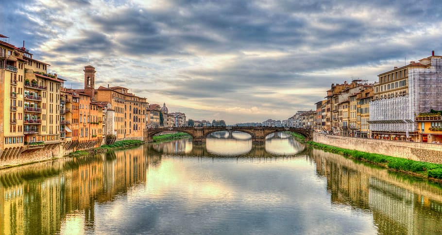 body of water surrounded by buildings illustration, arno river HD wallpaper