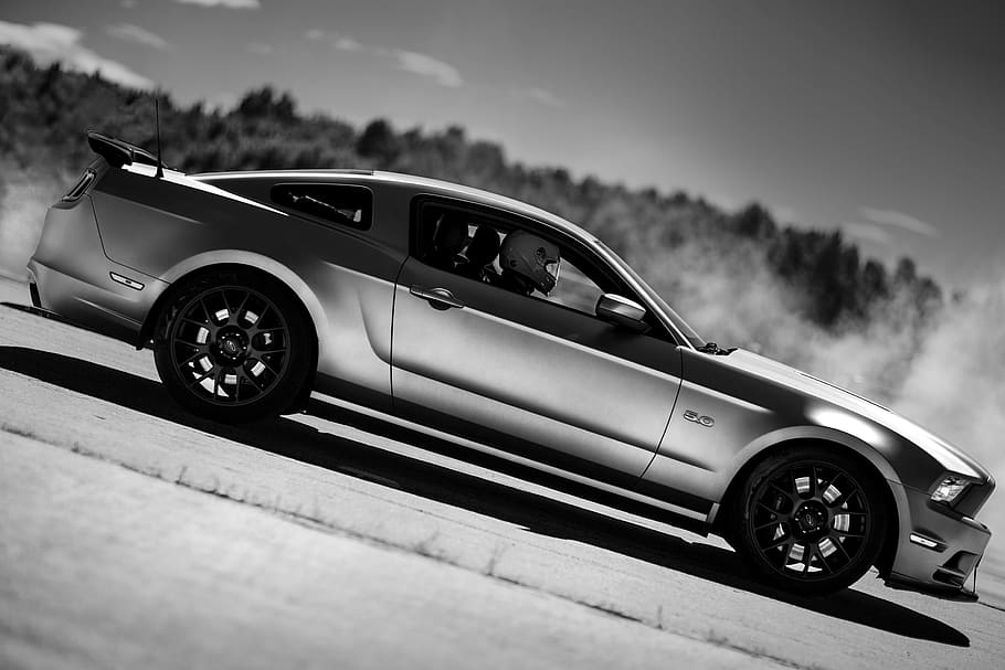 coupe in grayscale photography, ford, mustang, 5, america, muscle HD wallpaper