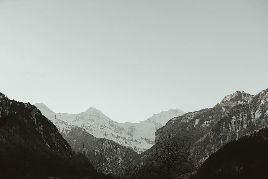 snow-capped mountain against sky, brown mountains at daytime HD wallpaper