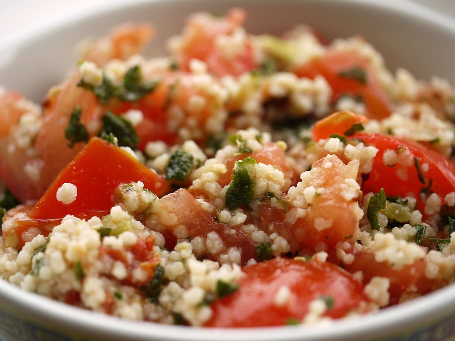 sliced tomato and cooked rice, couscous, vegetables, tomatoes HD wallpaper