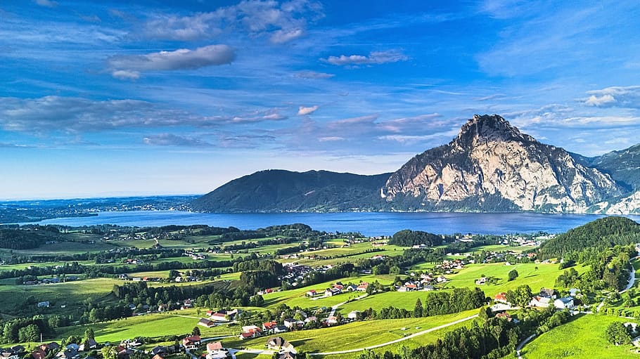 traunsee, traunstein, scenics - nature, water, mountain, beauty in nature HD wallpaper