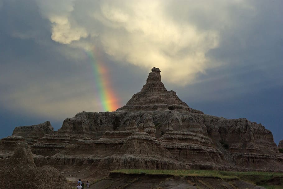 Landscape, Rainbow, Mountains, Sky, clouds, scenic, horizon HD wallpaper