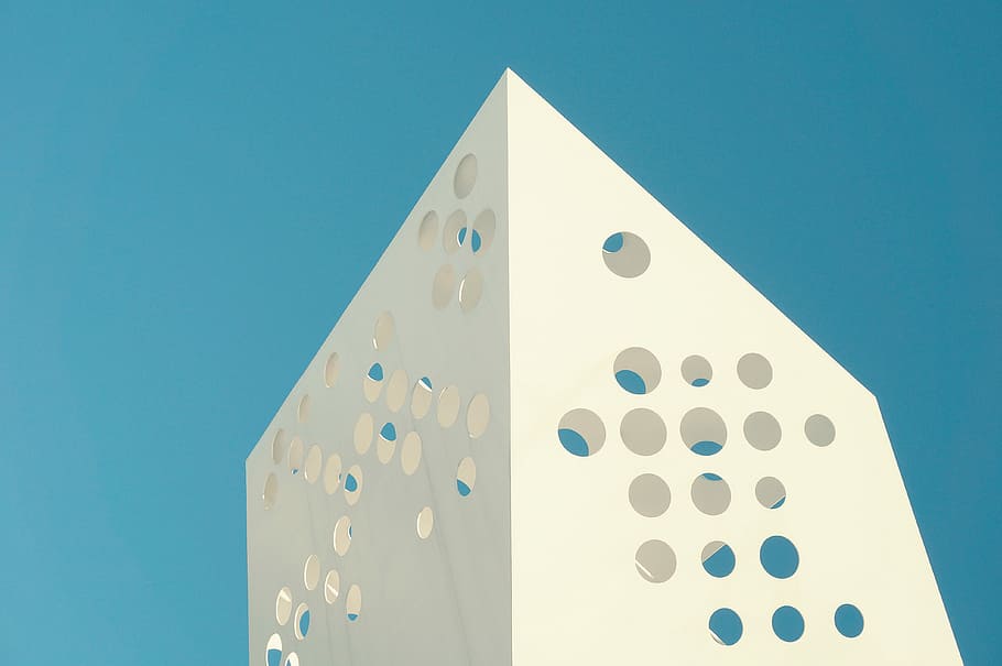 Swiss Cheese Architecture, white wooden board, abstract, design HD wallpaper