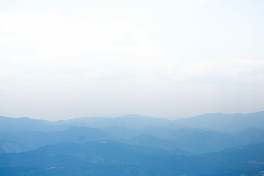 Blue Mountain Silhouettes, minimalistic, mountains, nature, sky
