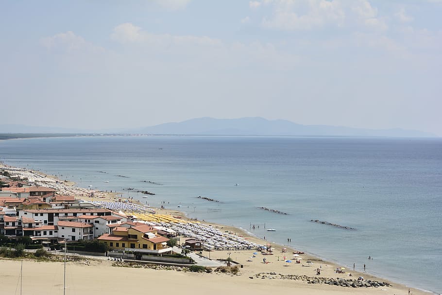 beach, airview, summer, vacation, coast, landscape, sea, water HD wallpaper