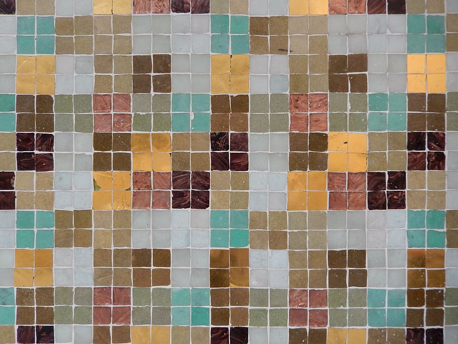 tiles, teal, grey, brow, fawn, gold, geometric, pattern, design HD wallpaper