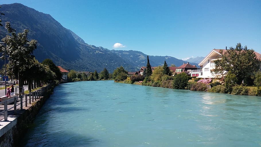 Swiss, Lake, Dock, mountain, water, scenics, outdoors, waterfront HD wallpaper