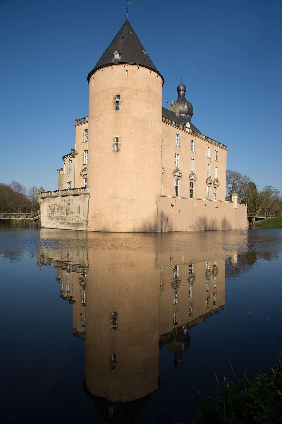 water, lake, castle, tower, mirroring, gemen, borken, westfalen, HD wallpaper
