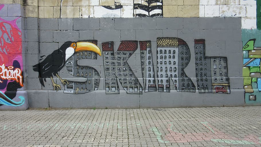 toucan, graffiti, wall, painted, art, sprayer, street art, mural HD wallpaper