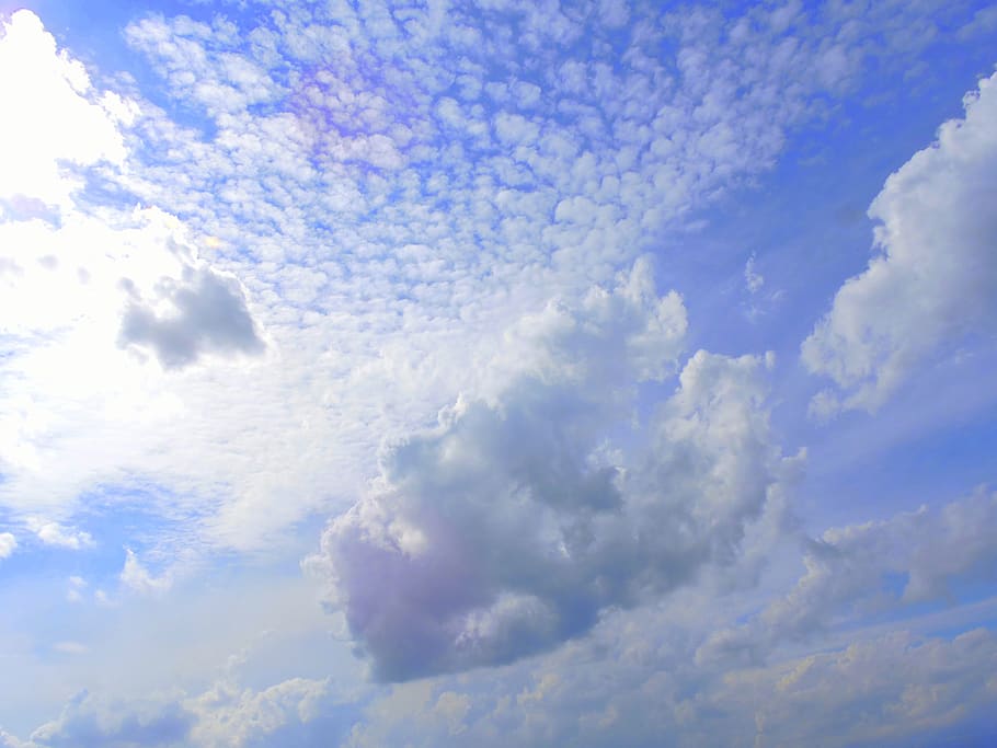 clouds, sky, blue, serenity, blue sky, cloud - sky, cloudscape HD wallpaper