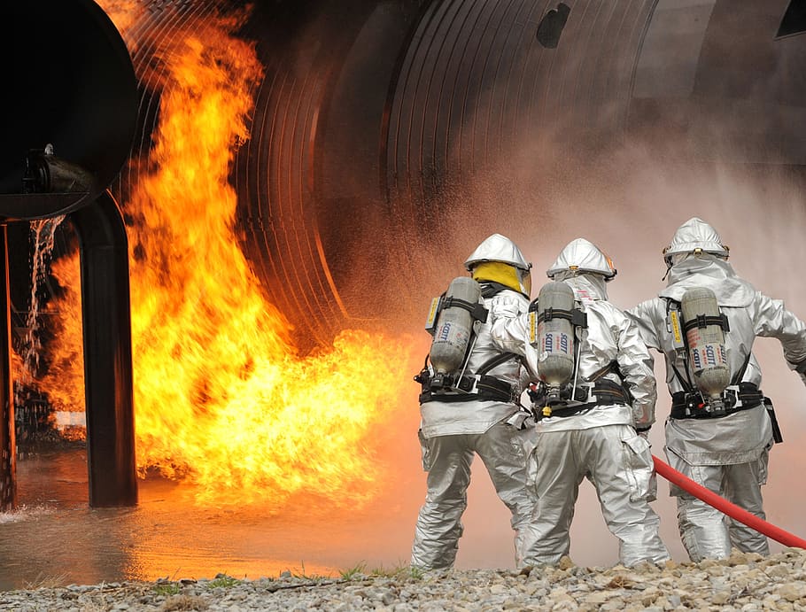 firefighters, training, live, controlled, protection, danger, HD wallpaper