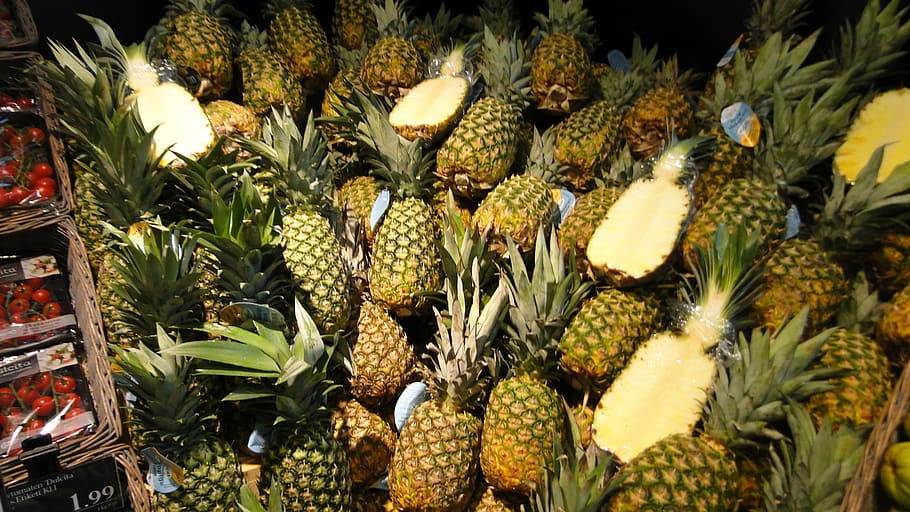 fruit, pineapple, supermarket, food, freshness, tropical Climate HD wallpaper