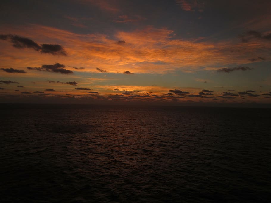 sea, sunset, dark, sky, cloud - sky, beauty in nature, scenics - nature HD wallpaper