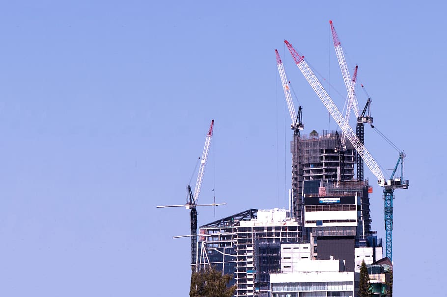 under construction, building, cranes, development, lifting HD wallpaper