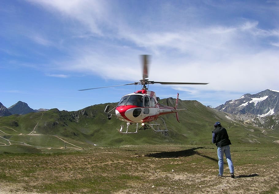 alps, val d ' isère, helicopter, mountain, air vehicle, sky HD wallpaper