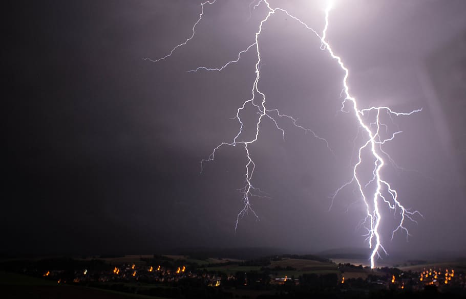 lightning, thunder, weather, power in nature, storm, cloud - sky HD wallpaper