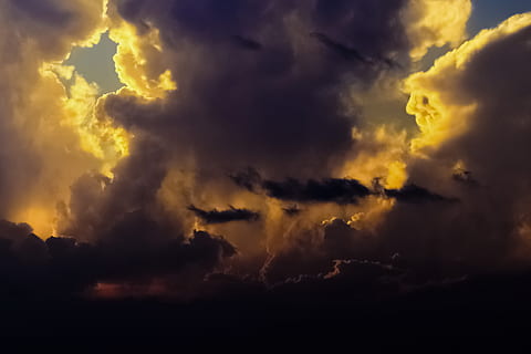 sky, clouds, sunset, afternoon, cloudy, autumn, dark, hell HD wallpaper