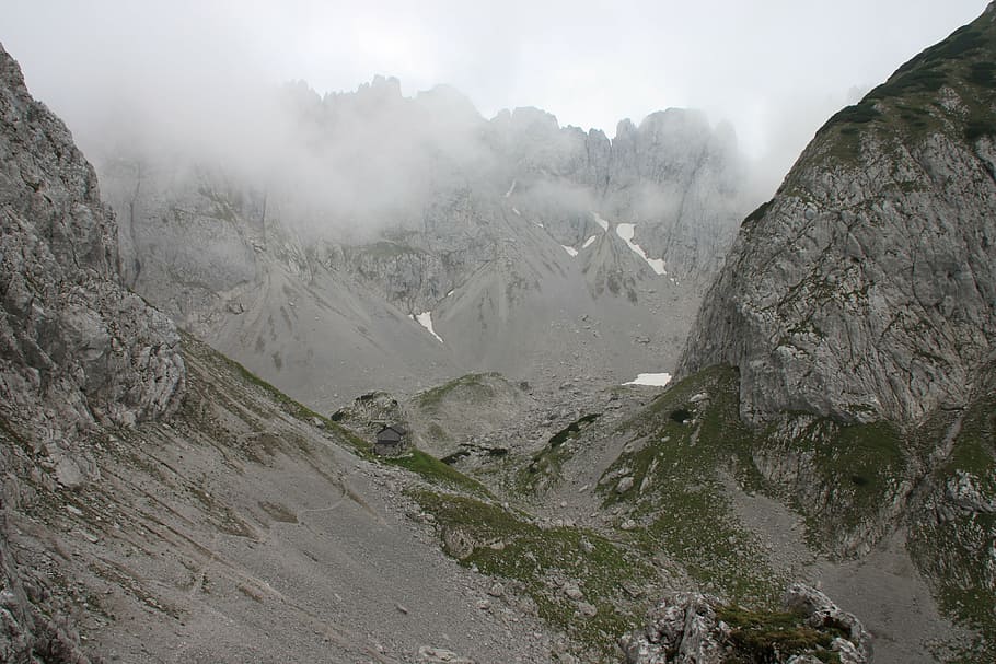fog, mountains, wilderkaiser, alpine, kaiser mountains, landscape HD wallpaper